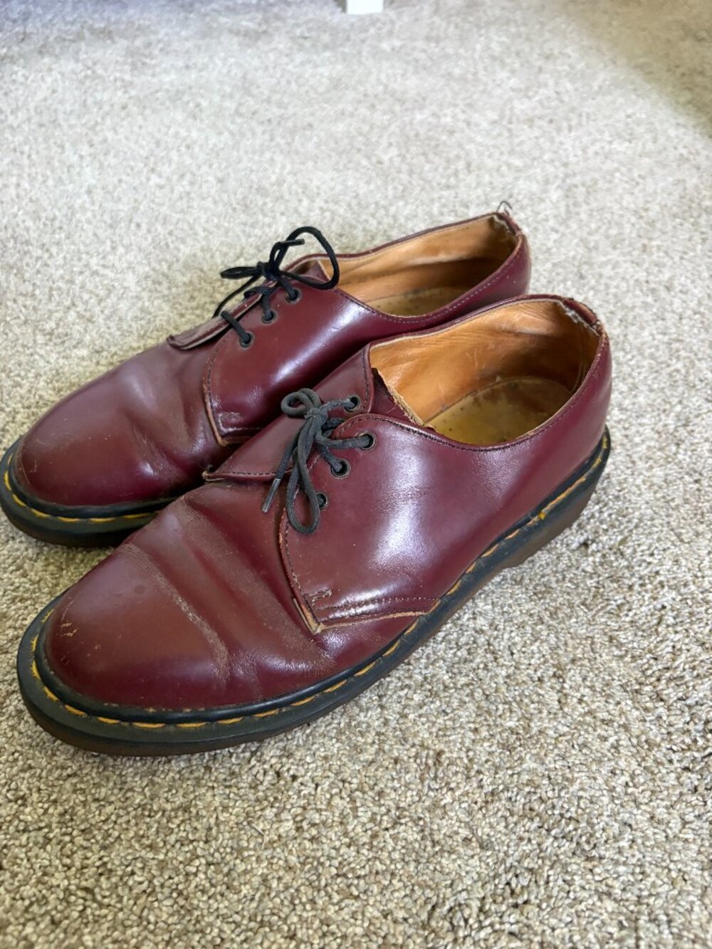 DR. MARTENS Maroon 'Made In England' Vintage Oxfords size 7.5 Men's